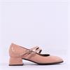 Wonders Fleur 2 Strap Low Heel Mary Jane - Nude Patent